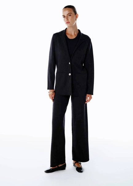 EXTRAFINE MERINO WOOL RICH BLEND KNIT JACKET BLACK - 1