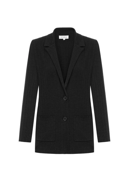 EXTRAFINE MERINO WOOL RICH BLEND KNIT JACKET BLACK - 6