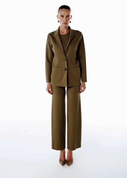 EXTRAFINE MERINO WOOL RICH BLEND KNIT JACKET OLIVESTONE - 2