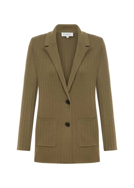 EXTRAFINE MERINO WOOL RICH BLEND KNIT JACKET OLIVESTONE - 6