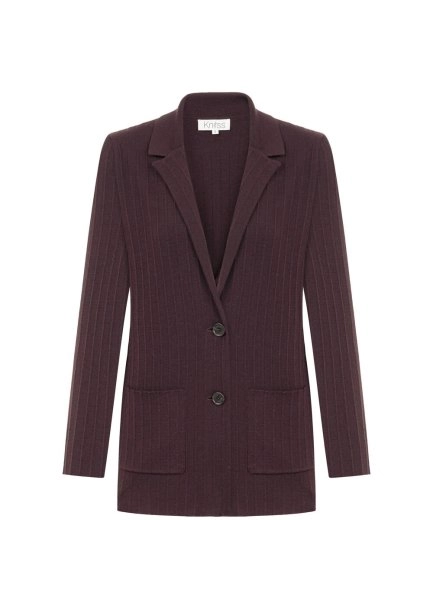 EXTRAFINE MERINO WOOL RICH BLEND KNIT JACKET PLUM - 8