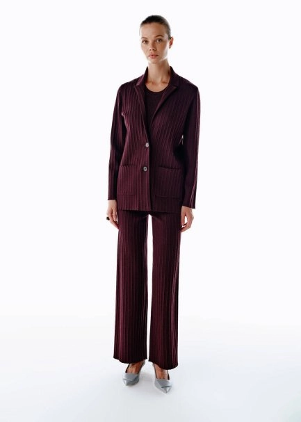 EXTRAFINE MERINO WOOL RICH BLEND KNIT JACKET PLUM - 4