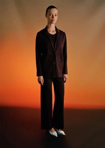 EXTRAFINE MERINO WOOL RICH BLEND KNIT JACKET PLUM - 6