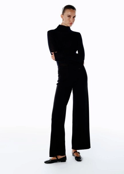 EXTRAFINE MERINO WOOL RICH BLEND KNIT PANTS BLACK - 3