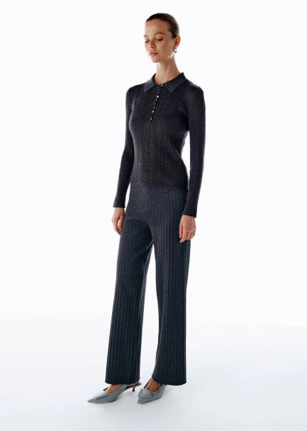 EXTRAFINE MERINO WOOL RICH BLEND KNIT PANTS DARK GREY - 3