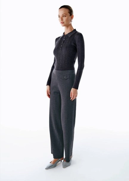 EXTRAFINE MERINO WOOL RICH BLEND KNIT PANTS DARK GREY - 4