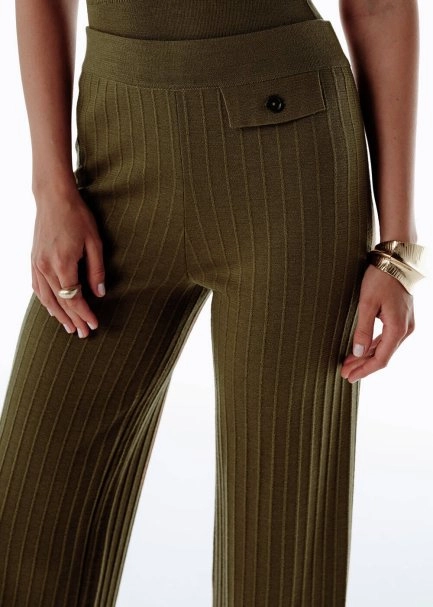 EXTRAFINE MERINO WOOL RICH BLEND KNIT PANTS OLIVESTONE - 2