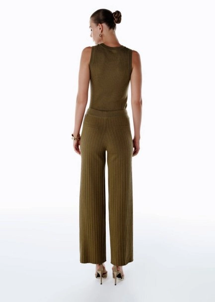 EXTRAFINE MERINO WOOL RICH BLEND KNIT PANTS OLIVESTONE - 5