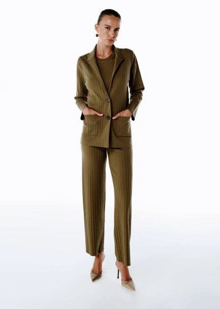 EXTRAFINE MERINO WOOL RICH BLEND KNIT PANTS OLIVESTONE - 3