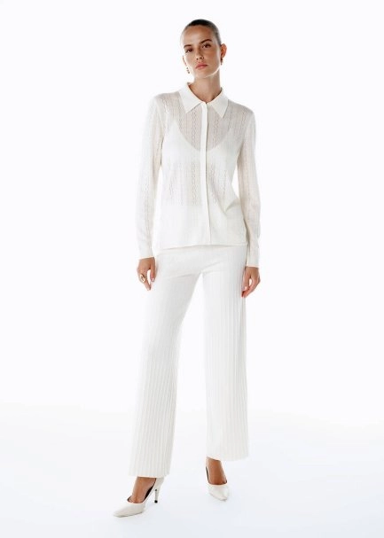 EXTRAFINE MERINO WOOL RICH BLEND KNIT SHIRT ECRU - 2