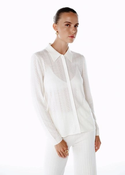 EXTRAFINE MERINO WOOL RICH BLEND KNIT SHIRT ECRU - 3