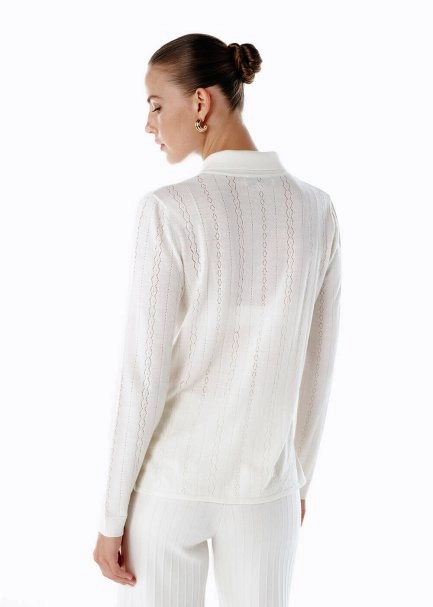 EXTRAFINE MERINO WOOL RICH BLEND KNIT SHIRT ECRU - 5