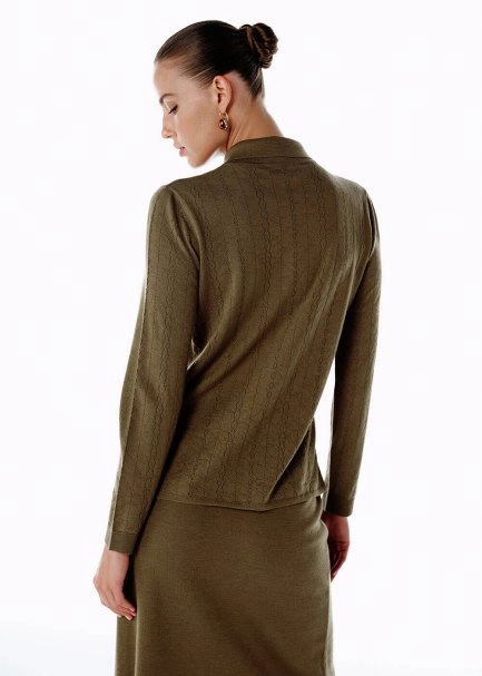 EXTRAFINE MERINO WOOL RICH BLEND KNIT SHIRT OLIVESTONE - 5