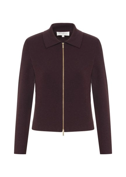 Extrafıne Merino Yün Karışımlı Mürdüm Triko Ceket - 6