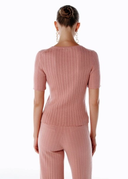 Extrafıne Merino Yün Karışımlı Pembe Triko Üst - 5