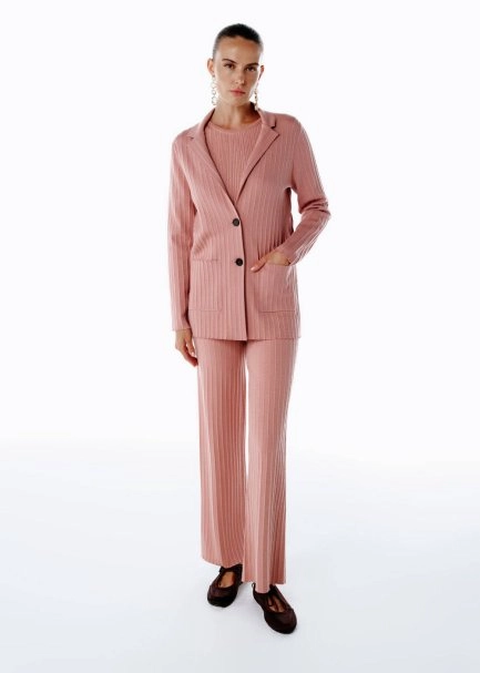 Extrafıne Merino Yün Karışımlı Triko Ceket Pembe - 2