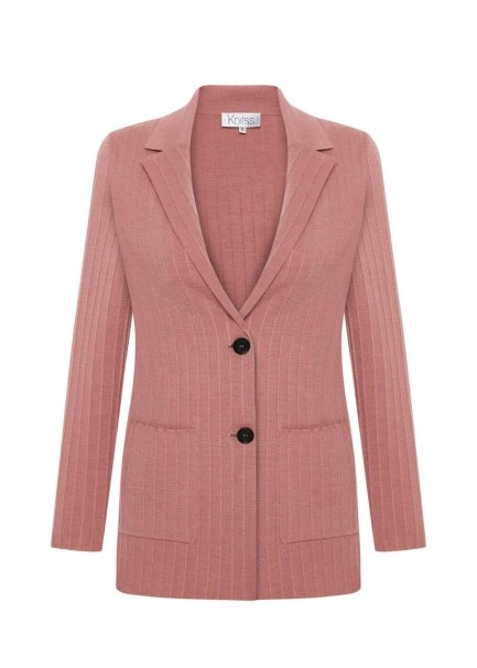 Extrafıne Merino Yün Karışımlı Triko Ceket Pembe - 6