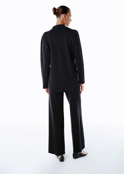 Extrafıne Merino Yün Karışımlı Triko Ceket Siyah - 5