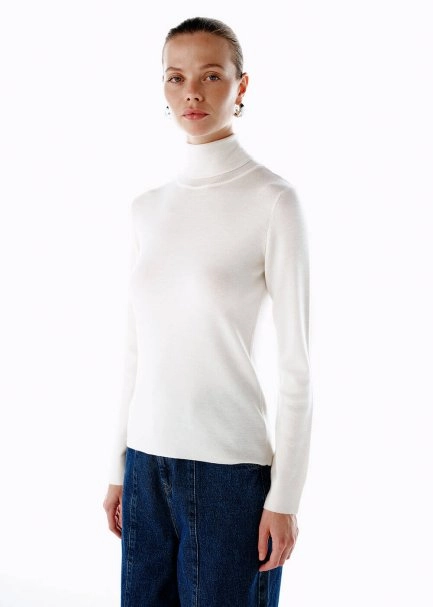 Extrafıne Merino Yün Karışımlı Triko Ekru - 3