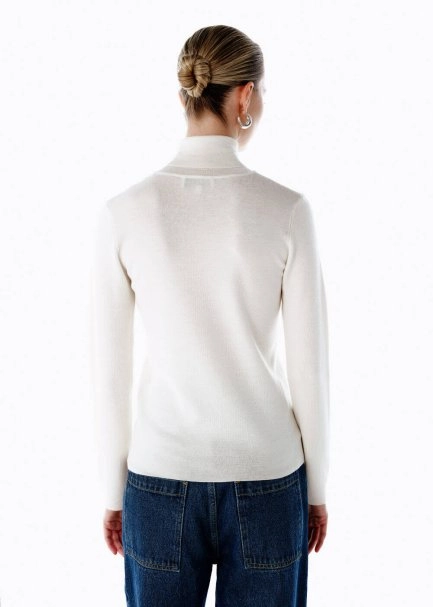 Extrafıne Merino Yün Karışımlı Triko Ekru - 5