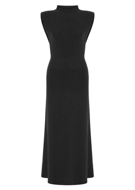 Extrafıne Merino Yün Karışımlı Triko Elbise Siyah - 6