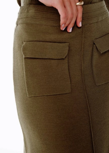 Extrafıne Merino Yün Karışımlı Triko Etek Olıvestone - 3