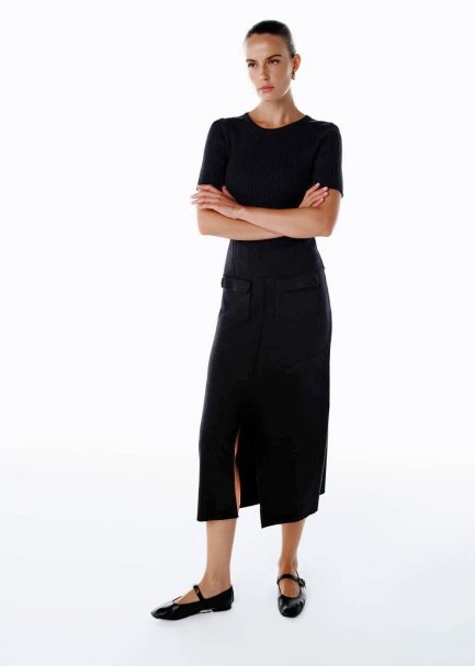 Extrafıne Merino Yün Karışımlı Triko Etek Siyah - 2
