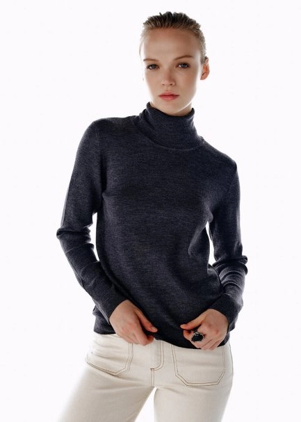 Extrafıne Merino Yün Karışımlı Triko Koyu Gri - 1