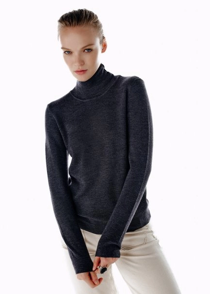 Extrafıne Merino Yün Karışımlı Triko Koyu Gri - 4