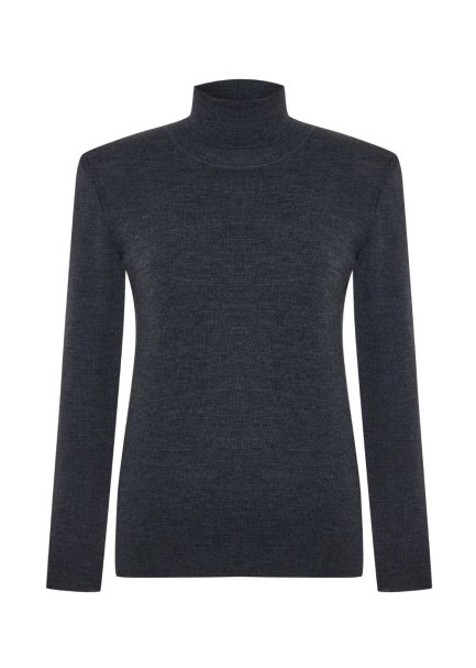 Extrafıne Merino Yün Karışımlı Triko Koyu Gri - 6