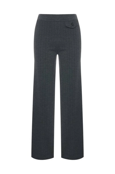 Extrafıne Merino Yün Karışımlı Triko Pantolon Koyu Gri - 6