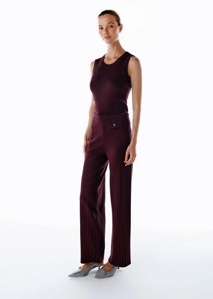 Extrafıne Merino Yün Karışımlı Triko Pantolon Mürdüm - 2