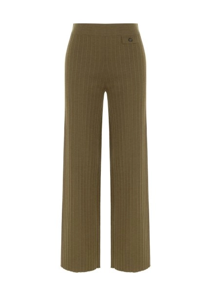 Extrafıne Merino Yün Karışımlı Triko Pantolon Olıvestone - 6