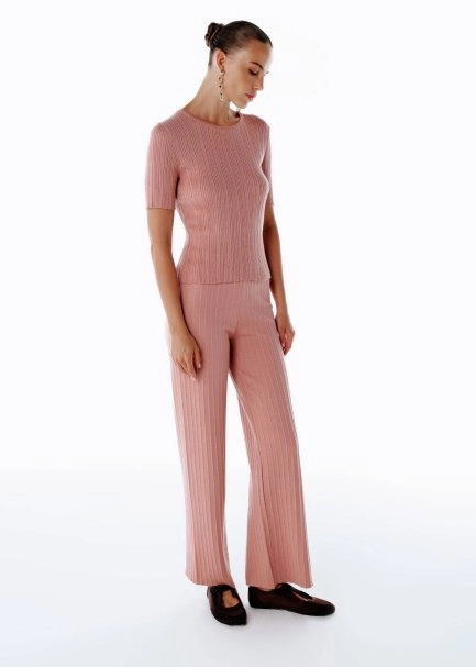 Extrafıne Merino Yün Karışımlı Triko Pantolon Pembe - 2