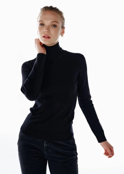 Extrafıne Merino Yün Karışımlı Triko Siyah - 1