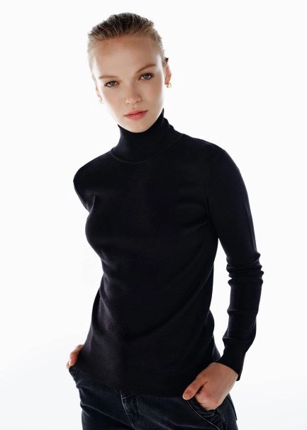 Extrafıne Merino Yün Karışımlı Triko Siyah - 3