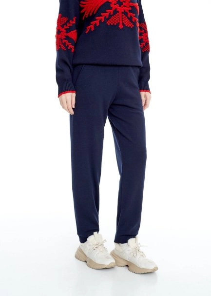 Extrafıne Navy Merino Wool Knit Pants - 3