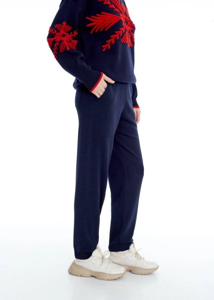 Extrafıne Navy Merino Wool Knit Pants - 4