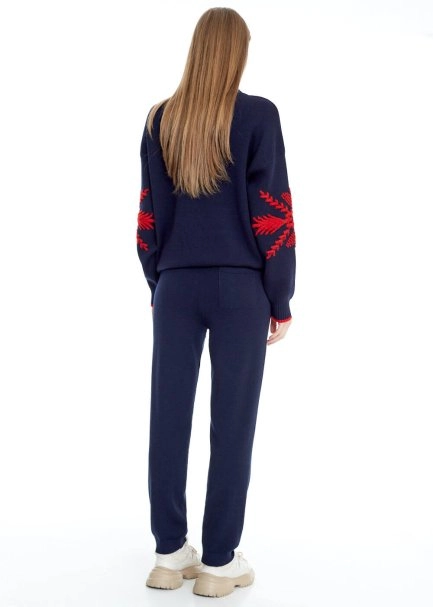 Extrafıne Navy Merino Wool Knit Pants - 5