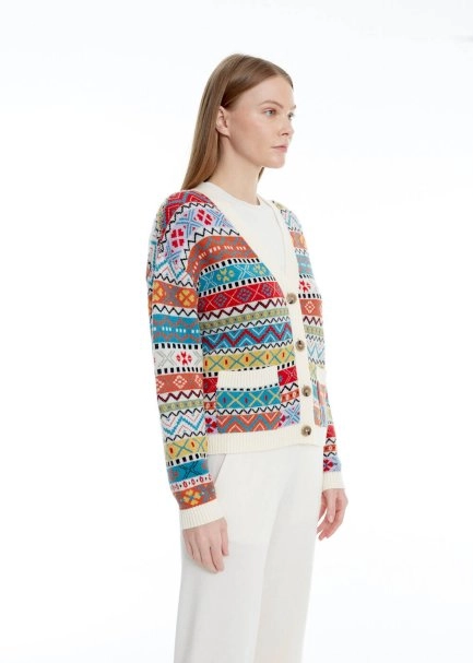 FAIR ISLE PATTERNED EXTRAFINE MERINO WOOL KNIT CARDIGAN - 3