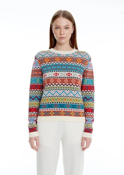 FAIR ISLE PATTERNED EXTRAFINE MERINO WOOL SWEATER - 1
