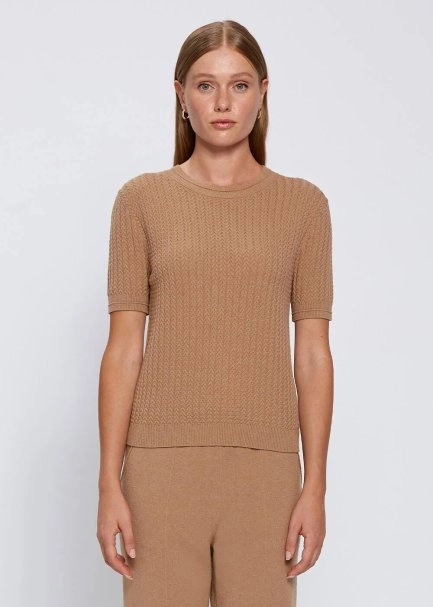 FANCY KNIT CAMEL TOP - 1