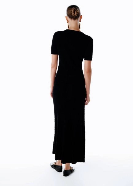 FANCY KNIT DETAILED BLACK KNIT SKIRT - 5