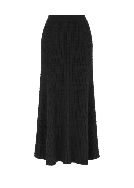 FANCY KNIT DETAILED BLACK KNIT SKIRT - 6