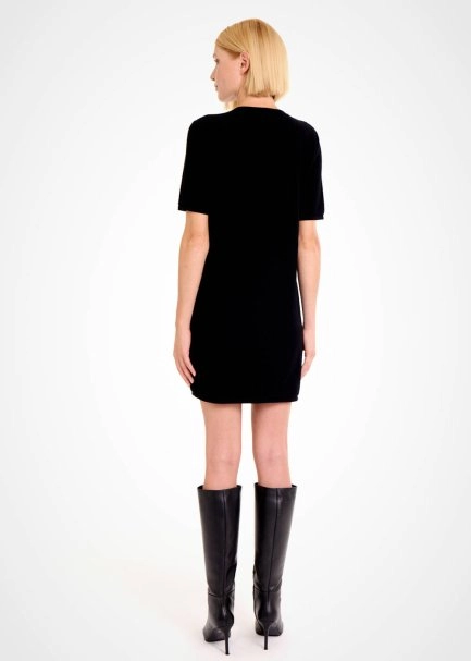 FANCY KNIT DETAILED BLACK MINI KNIT DRESS - 5