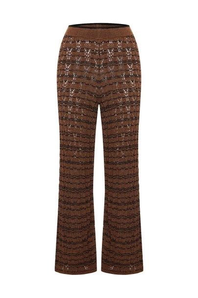 FANCY KNIT DETAILED BRONZ KNIT PANTS - 6