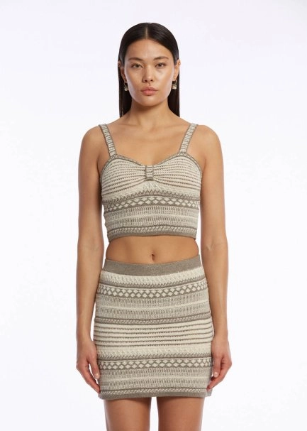 FANCY KNIT DETAILED CROP KNIT TOP - 1