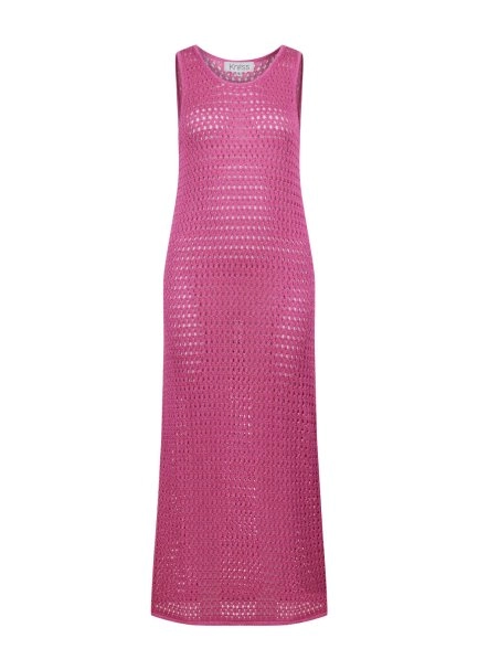 FANCY KNIT DETAILED CYCLAMEN KNIT DRESS - 6