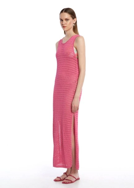 FANCY KNIT DETAILED CYCLAMEN KNIT DRESS - 2