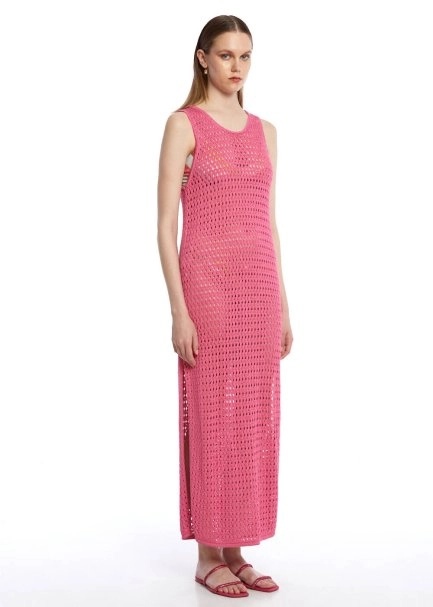 FANCY KNIT DETAILED CYCLAMEN KNIT DRESS - 4